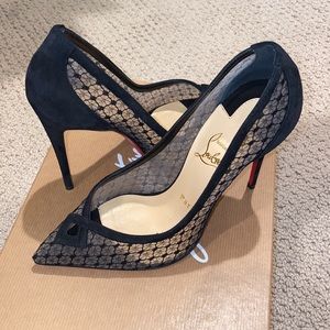 Christian Louboutin Neoalto Lace 100mm Red Sole Pump, Black